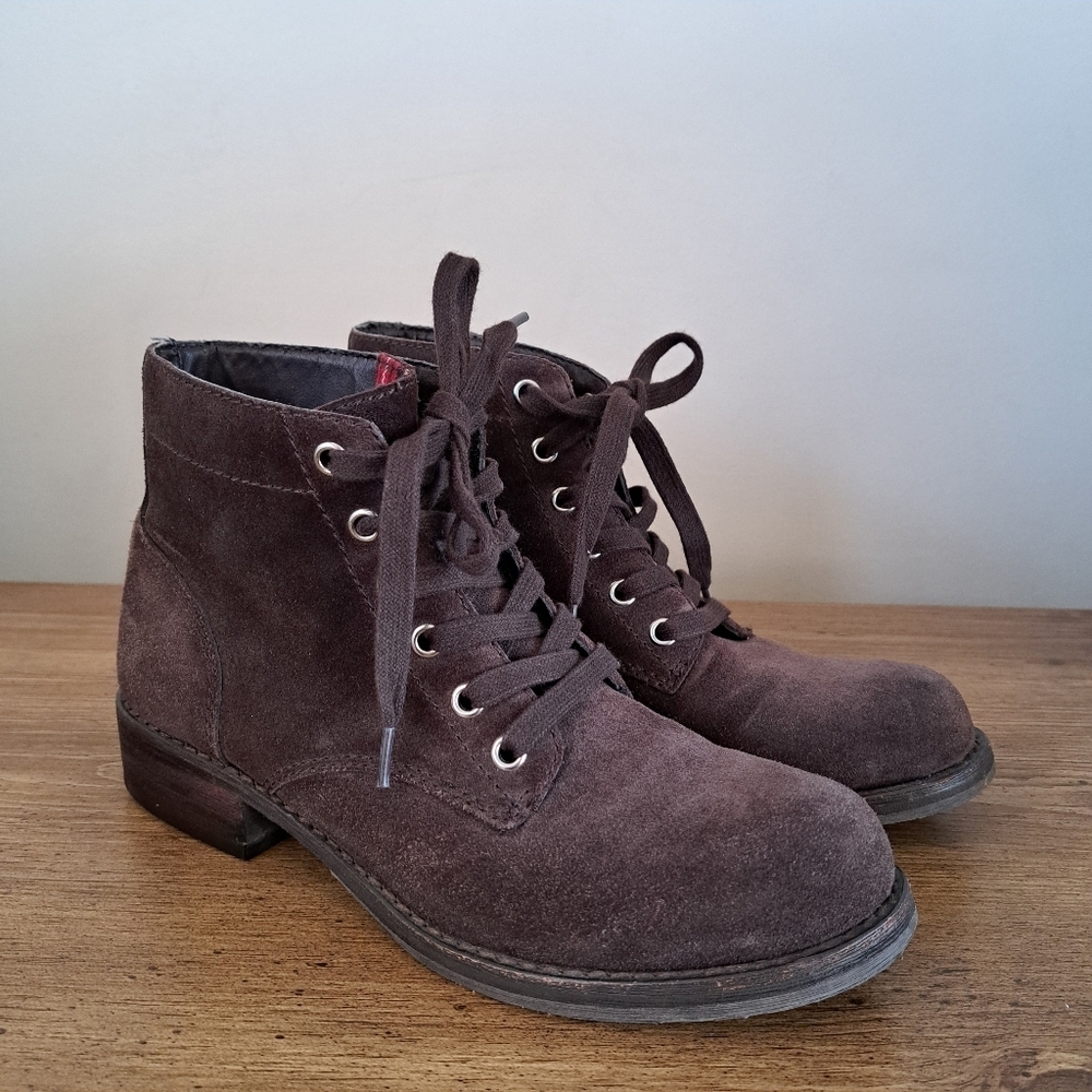 Sam Edelman Brown Suede Lace Up Boots Women's Size 7 Estimate Ankle Classic